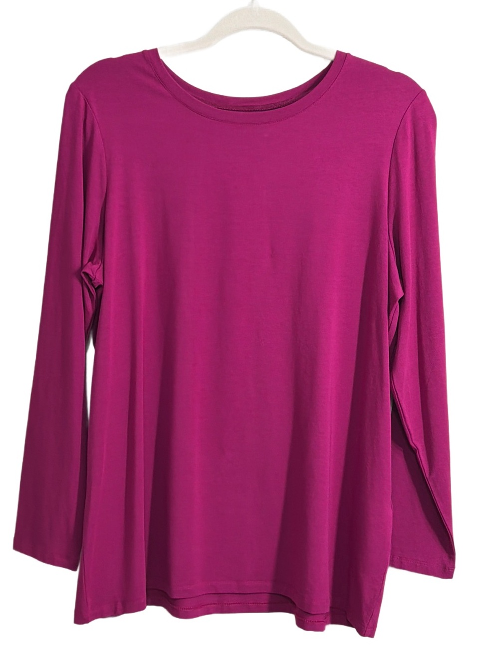 Chico’s The Ultimate Tee Long-Sleeve Crewneck Top - Magenta